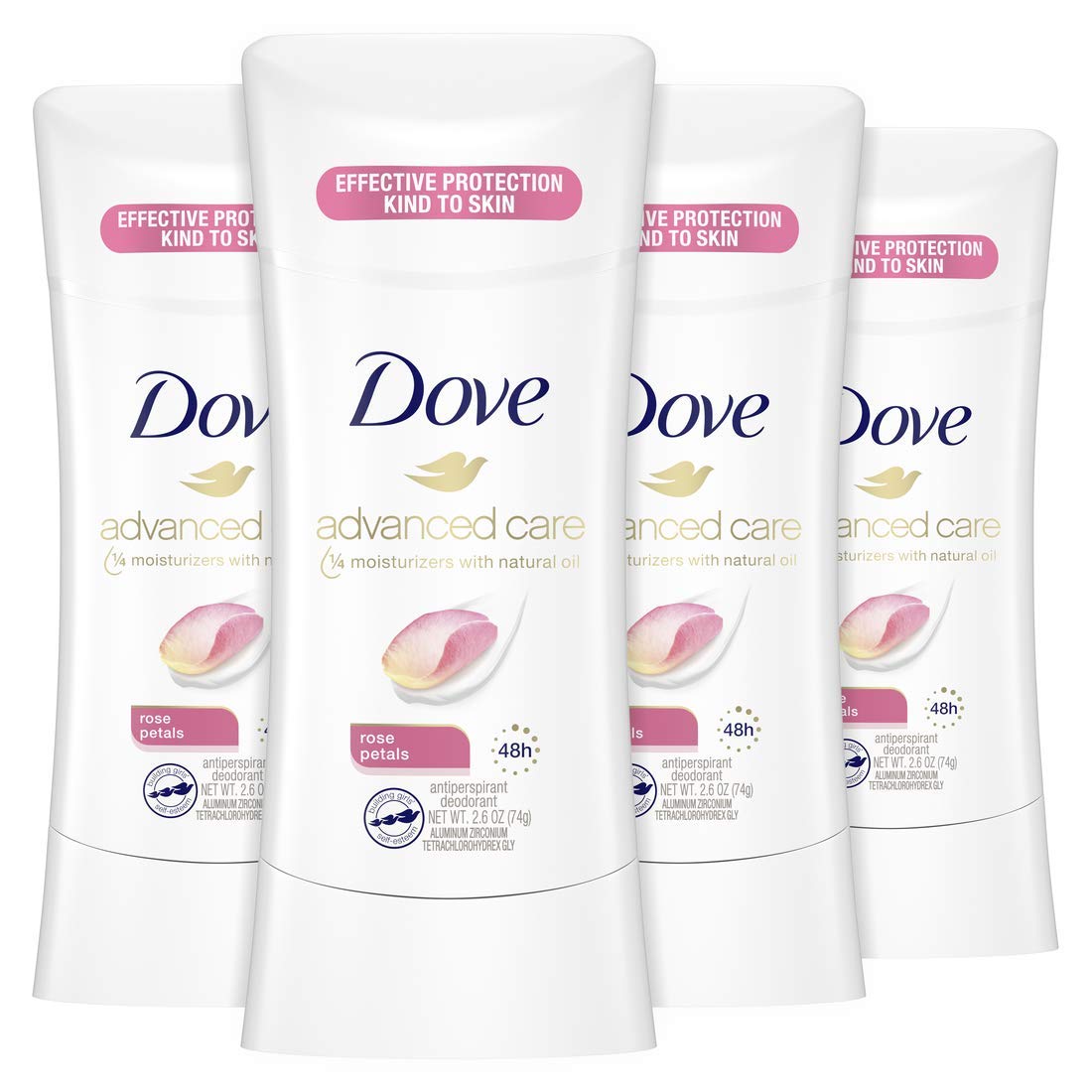 230816075520224_1 Dove Antiperspirant Deodorant Stick 48 Hour Protection And Soft And Comfortable Underarms Rose Petals Deodorant for Women, 2.6 Ounce (Pack of 4) - Image 1